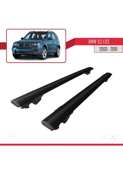 Bmw X3 (E83) 2003-2010 Arası ile Uyumlu Hook Model Ara Atkı Tavan Barı Siyah 2 Adet fırsatları