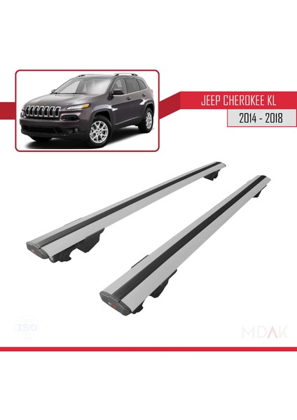 Jeep Cherokee 5 (Kl) Pre-Facelift 2014-2018 Arası ile Uyumlu Hook Model Ara Atkı Tavan Barı Gri 2 Adet fırsatları