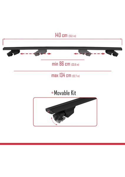 Volkswagen Id.4 2020 ve Sonrası ile Uyumlu Hook Model Ara Atkı Tavan Barı Siyah 2 Adet modelleri