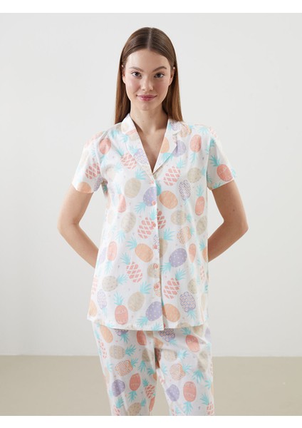 Yeni Sezon Gomlek Yaka Desenli Kadin Pijama Takimi - S5CC89Z8