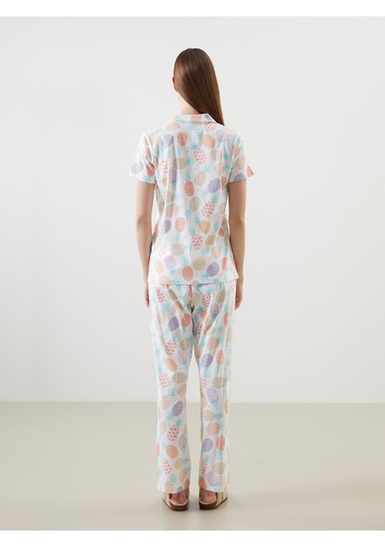 Yeni Sezon Gomlek Yaka Desenli Kadin Pijama Takimi - S5CC89Z8
