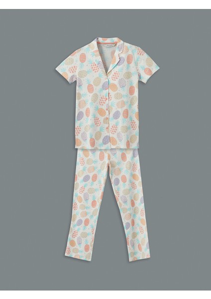 Yeni Sezon Gomlek Yaka Desenli Kadin Pijama Takimi - S5CC89Z8