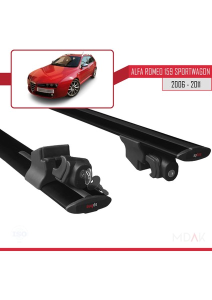 Alfa Romeo 159 (T939) Sw 2006-2011 Arası ile Uyumlu Hook Model Ara Atkı Tavan Barı Siyah 2 Adet indirimleri