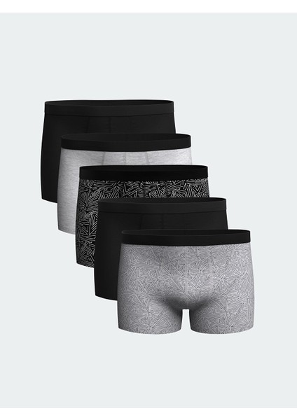Yeni Sezon Standart Kalip Pamuklu Esnek Erkek Boxer 5'li - S59708Z8