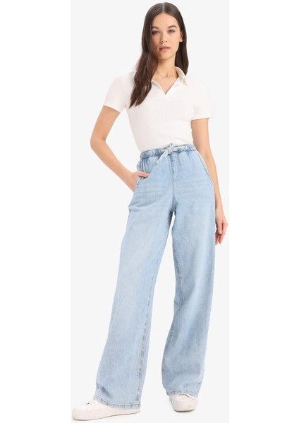 Yeni Sezon Yüksek Bel Geniş Paça Uzun Yumuşak Jean Pantolon