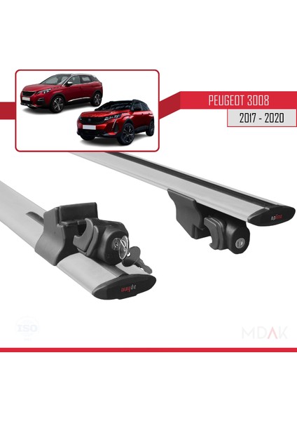 Peugeot 3008 Iı (P84) Pre-Facelift 2017-2020 Arası ile Uyumlu Hook Model Ara Atkı Tavan Barı Gri 2 Adet indirimleri