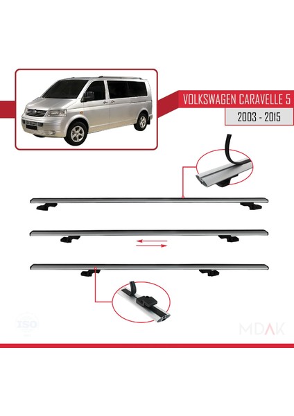 Volkswagen T5 Caravelle 2003-2015 Arası ile Uyumlu Basıc Model Ara Atkı Tavan Barı Gri 3 Adet indirimleri