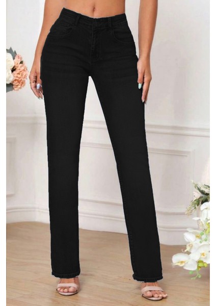 Kadın Boru Paça Yüksek Bel Regular Fit Likralı Pantolon fırsatları