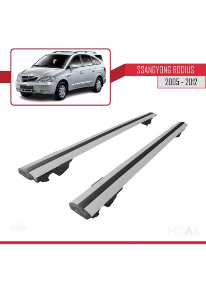 Ssangyong Rodius 2005-2012 Arası ile Uyumlu Hook Model Ara Atkı Tavan Barı Gri 2 Adet
