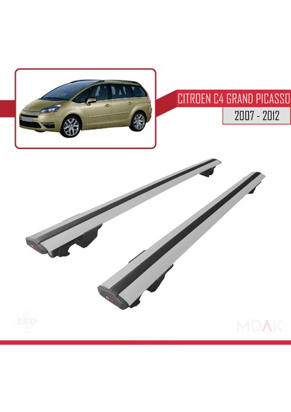 Citroen Grand C4 Picasso 2007-2012 Arası ile Uyumlu Hook Model Ara Atkı Tavan Barı Gri 2 Adet fırsatları