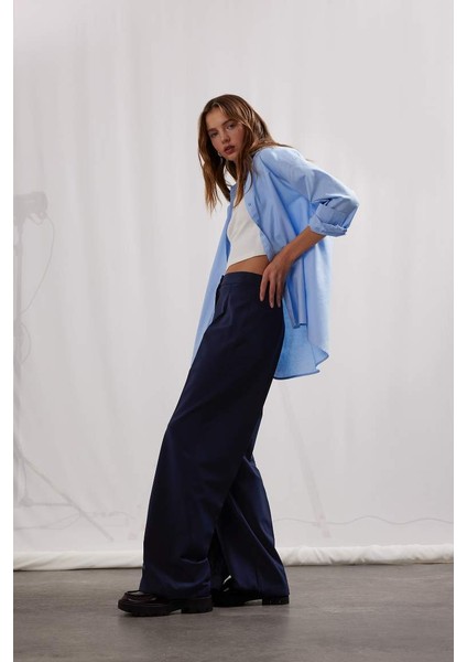 Yeni Sezon Wide Leg Yüksek Bel Standart Boy Kumaş Pantolon modelleri