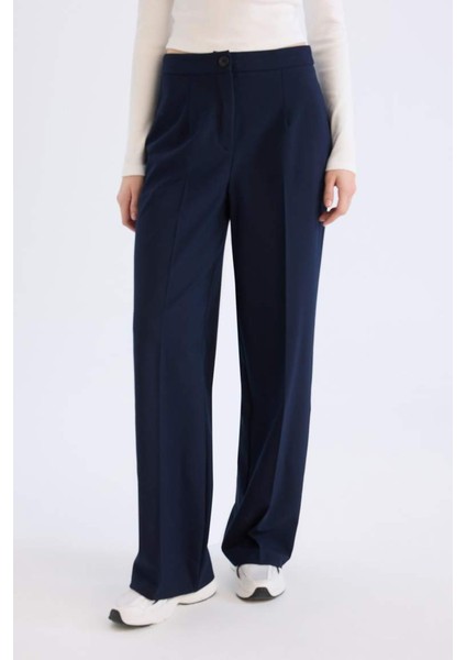 Yeni Sezon Wide Leg Yüksek Bel Standart Boy Kumaş Pantolon fırsatları