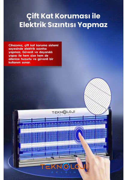 Elektrikli Sinek Öldürücü Uv 8 Watt Sineksavar Gece Lambası Askı Aparat Hediyeli 25X30 Büyük Boy