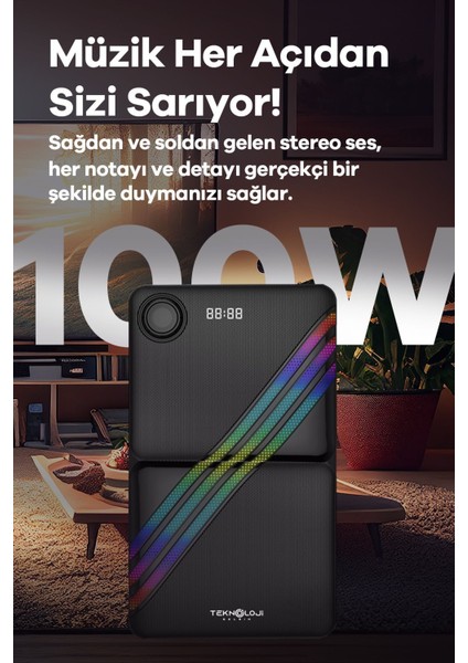 HP-TV03 5+1 Soundbar 100 Watt Amfi Stereo HD Ses Renkli RGB Kablolu Ev Sinema Sistemi fiyatları