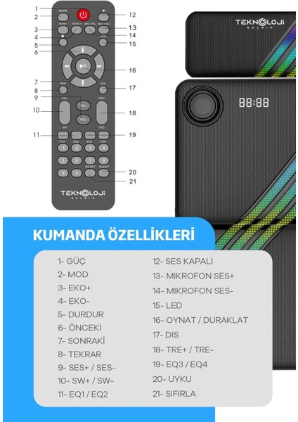 HP-TV03 5+1 Soundbar 100 Watt Amfi Stereo HD Ses Renkli RGB Kablolu Ev Sinema Sistemi