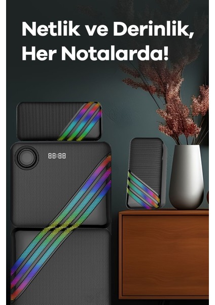 HP-TV03 5+1 Soundbar 100 Watt Amfi Stereo HD Ses Renkli RGB Kablolu Ev Sinema Sistemi