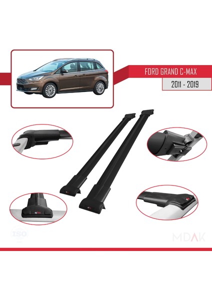 Ford Grand C-Max (C344) 2011-2019 Arası ile Uyumlu Fly Model Ara Atkı Tavan Barı Siyah 2 Adet fırsatları