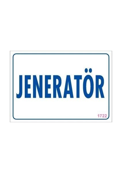 Jeneratör Uyarı Levhası 17,5X25 KOD:1722