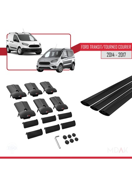 Ford Transit/tourneo Courier Pre-Facelift 2014-2017 Arası ile Uyumlu Fly Model Ara Atkı Tavan Barı Siyah 3 Adet indirimleri