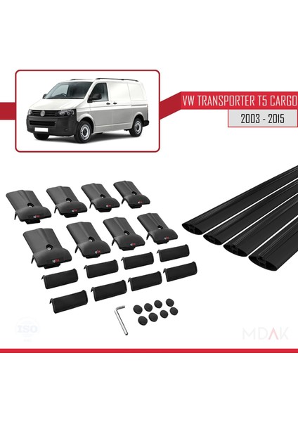 Volkswagen T5 Transporter 2003-2015 Arası ile Uyumlu Fly Model Ara Atkı Tavan Barı Siyah 4 Adet indirimleri