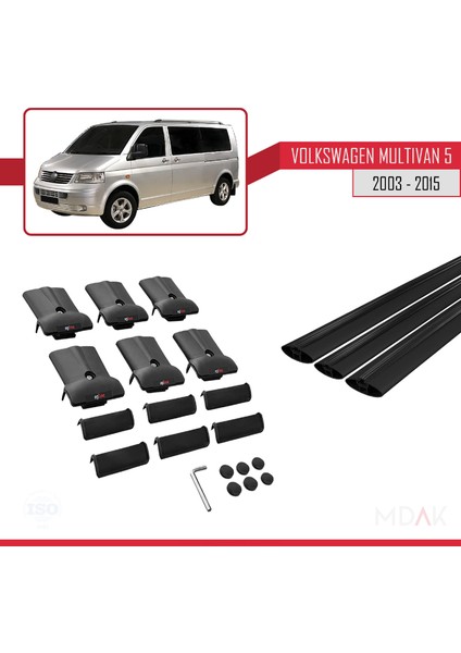 Volkswagen T5 Multivan 2003-2015 Arası ile Uyumlu Fly Model Ara Atkı Tavan Barı Siyah 3 Adet indirimleri