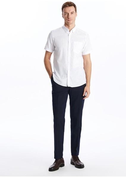 Yeni Sezon Regular Fit Keten Karisimli Erkek Gomlek - S56053Z8