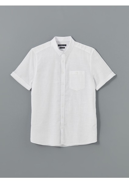 Yeni Sezon Regular Fit Keten Karisimli Erkek Gomlek - S56053Z8