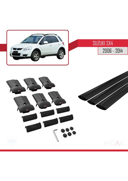 Suzuki Sx4 Iı (Jy) 2006-2014 Arası ile Uyumlu Fly Model Ara Atkı Tavan Barı Siyah 3 Adet indirimleri
