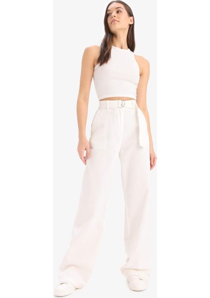 Yeni Sezon Wide Leg Çift Cepli Yüksek Bel Standart Boy Modal Geniş Bol Paça Pantolon modelleri