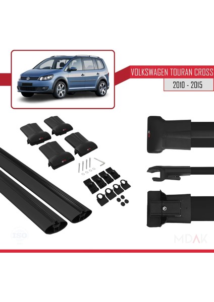 Volkswagen Touran Cross Post-Facelift 2010-2015 Arası ile Uyumlu Fly Model Ara Atkı Tavan Barı Siyah 2 Adet indirimleri