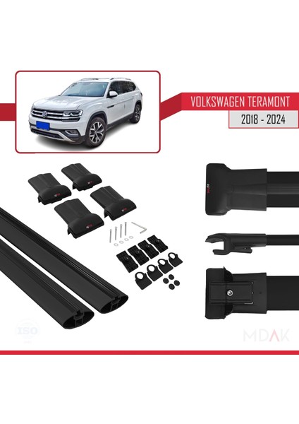 Volkswagen Teramont (Ca1) 2018-2024 Arası ile Uyumlu Fly Model Ara Atkı Tavan Barı Siyah 2 Adet indirimleri