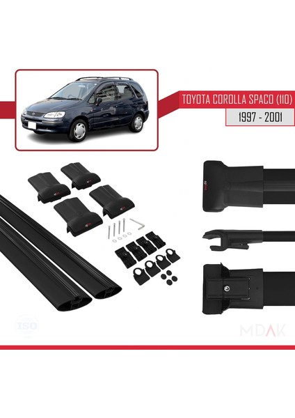 Toyota Corolla Spacio (E110) 1997-2001 Arası ile Uyumlu Fly Model Ara Atkı Tavan Barı Siyah 2 Adet indirimleri