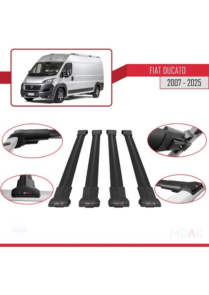 Fiat Ducato 3 2007 ve Sonrası ile Uyumlu Fly Model Ara Atkı Tavan Barı Siyah 4 Adet fırsatları