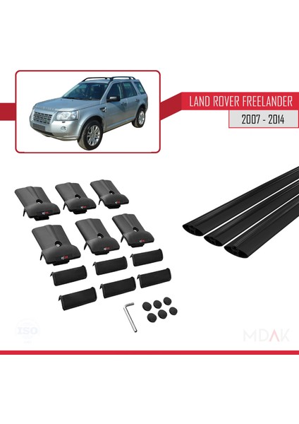 Land Rover Freelander 2 (L359) 2007-2015 Arası ile Uyumlu Fly Model Ara Atkı Tavan Barı Siyah 3 Adet indirimleri