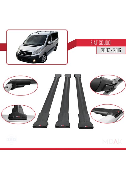 Fiat Scudo 2 2007-2016 Arası ile Uyumlu Fly Model Ara Atkı Tavan Barı Siyah 2 Adet fırsatları