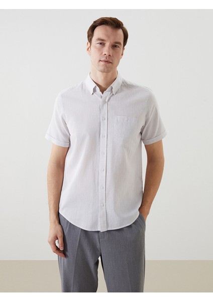 Yeni Sezon Regular Fit Keten Karisimli Erkek Gomlek - S56053Z8