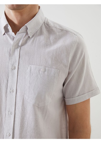 Yeni Sezon Regular Fit Keten Karisimli Erkek Gomlek - S56053Z8