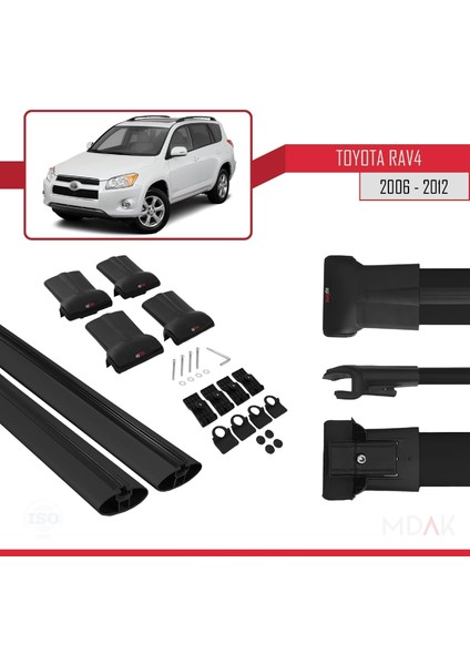 Toyota Rav4 Iıı (XA30) 2006-2012 Arası ile Uyumlu Fly Model Ara Atkı Tavan Barı Siyah 2 Adet indirimleri