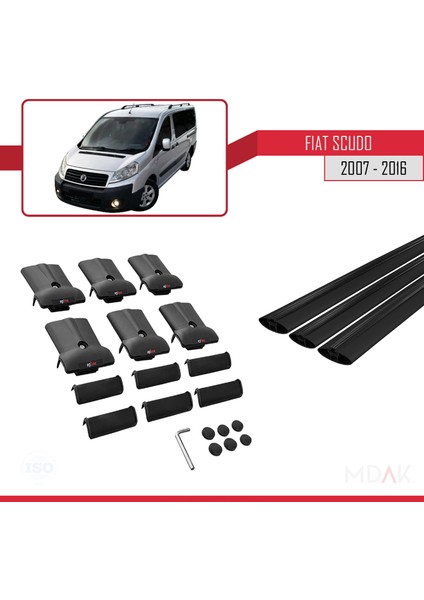 Fiat Scudo 2 2007-2016 Arası ile Uyumlu Fly Model Ara Atkı Tavan Barı Siyah 2 Adet indirimleri