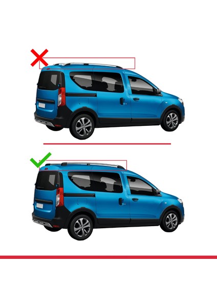 Dacia Dokker (K67) 2012-2024 Arası ile Uyumlu Fly Model Ara Atkı Tavan Barı Siyah 3 Adet modelleri