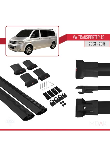 Volkswagen T5 Transporter 2003-2015 Arası ile Uyumlu Fly Model Ara Atkı Tavan Barı Siyah 2 Adet indirimleri