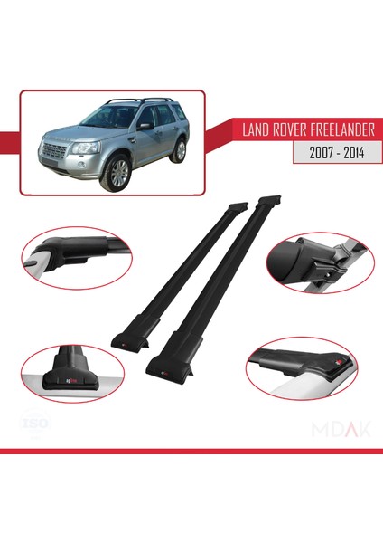 Land Rover Freelander 2 (L359) 2007-2015 Arası ile Uyumlu Fly Model Ara Atkı Tavan Barı Siyah 2 Adet modelleri