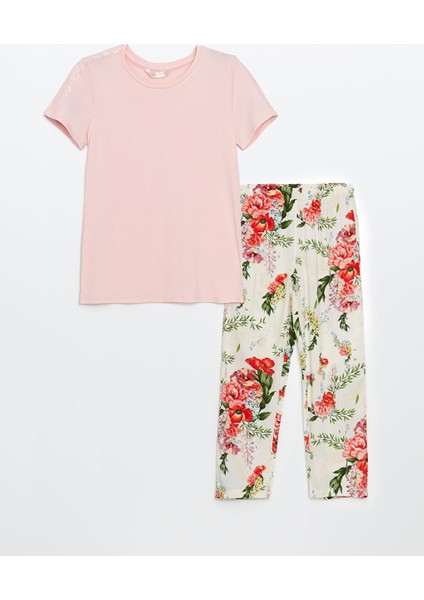 Yeni Sezon Bisiklet Yaka Cicekli Kadin Pijama Takimi - S5AH23Z8 indirimleri