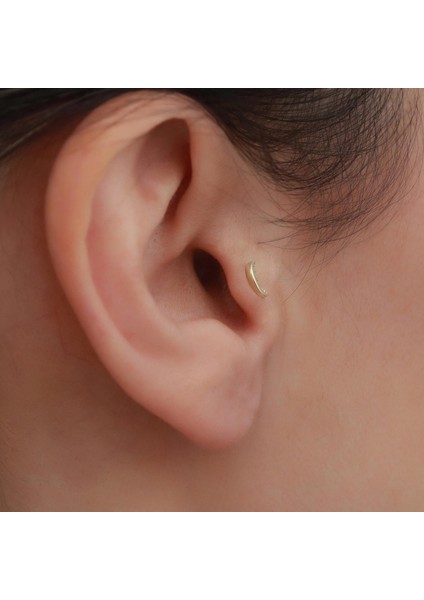 14 Ayar Altın Taşlı Hilal Tragus Piercing