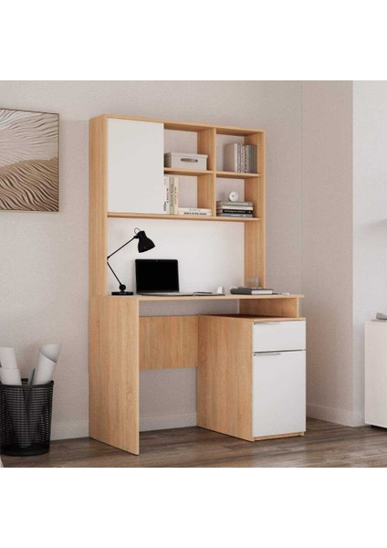 Adore Plus Üniteli Çekmeceli Çalışma Masası CMU-722-SD-1 Sonoma-Diamond Beyaz