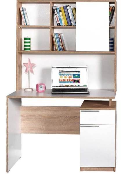 Adore Plus Üniteli Çekmeceli Çalışma Masası CMU-722-SD-1 Sonoma-Diamond Beyaz