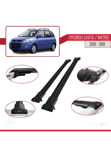 Hyundai Matrix (Fc) 2001-2010 Arası ile Uyumlu Fly Model Ara Atkı Tavan Barı Siyah 2 Adet fırsatları