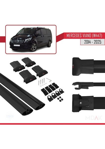 Mercedes Viano 3 (W447) 2014 ve Sonrası ile Uyumlu Fly Model Ara Atkı Tavan Barı Siyah 2 Adet indirimleri
