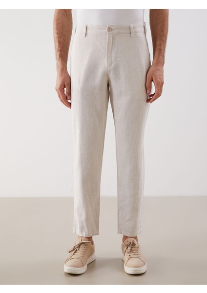 Yeni Sezon Standart Kalip Keten Karisimli Erkek Chino Pantolon - S51104Z8 modelleri