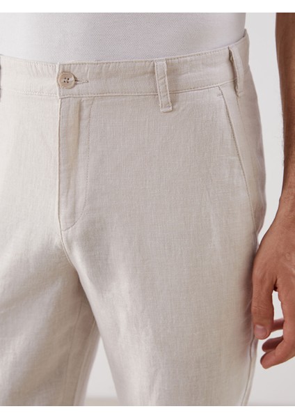 Yeni Sezon Standart Kalip Keten Karisimli Erkek Chino Pantolon - S51104Z8 fırsatları